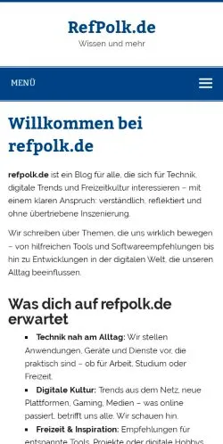 Vista previa del sitio RefPolk, medio de Alemania para artículos patrocinados