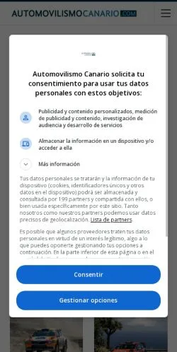 Anteprima del sito Automovilismo Canario, media di Spagna per articoli sponsorizzati