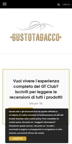 스폰서 기사용 이탈리아 매체 Gusto Tabacco 사이트 미리보기