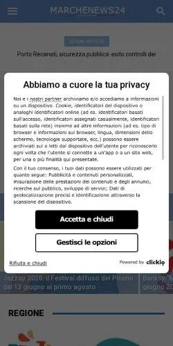 Anteprima del sito Marche News, media di Italia per articoli sponsorizzati