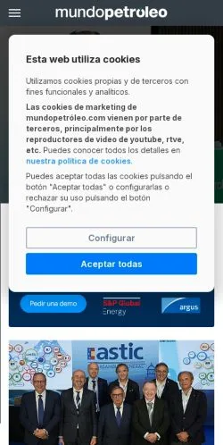 Vista previa del sitio Mundo Petróleo, medio de España para artículos patrocinados