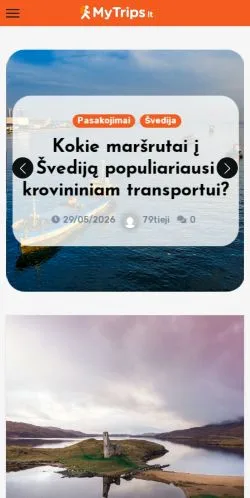 Podgląd witryny MyTrips, medium z kraju Litwa do artykułów sponsorowanych