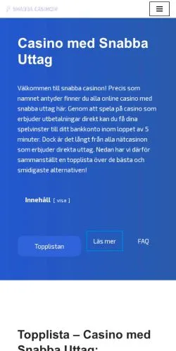 Anteprima del sito Snabbacasinon, media di Svezia per articoli sponsorizzati