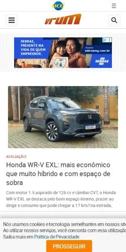 Pré-visualização do site Vrum, meio de Brasil para artigos patrocinados