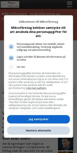 Podgląd witryny Mikroföretag, medium z kraju Szwecja do artykułów sponsorowanych