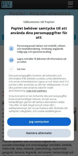 Anteprima del sito PopVet, media di Svezia per articoli sponsorizzati