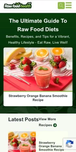 Anteprima del sito Raw Food Health, media di Regno Unito per articoli sponsorizzati