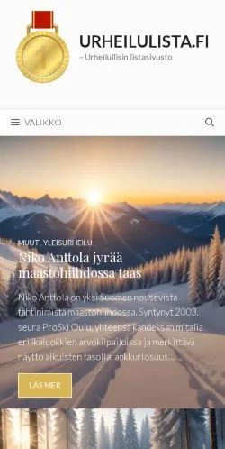 Podgląd witryny Urheilulista, medium z kraju Finlandia do artykułów sponsorowanych