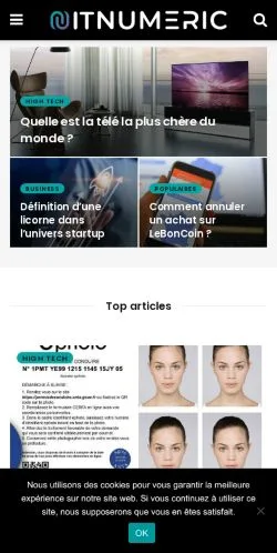 Aperçu du site Itnumeric, média de France pour articles sponsorisés