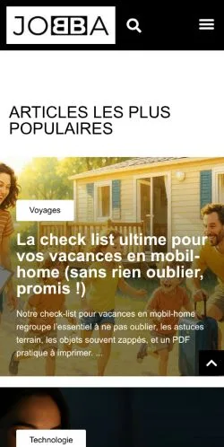 Anteprima del sito Jobba, media di Francia per articoli sponsorizzati