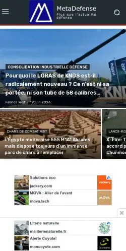 Anteprima del sito Meta-Defense, media di Francia per articoli sponsorizzati
