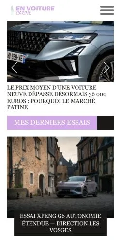 스폰서 기사용 프랑스 매체 En Voiture Carine 사이트 미리보기
