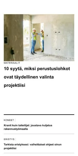 Podgląd witryny rakennajaparas.fi, medium z kraju Finlandia do artykułów sponsorowanych