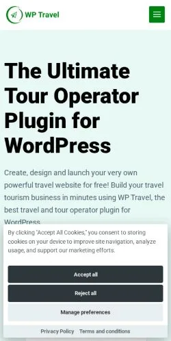 Anteprima del sito WPTravel, media di Stati Uniti per articoli sponsorizzati