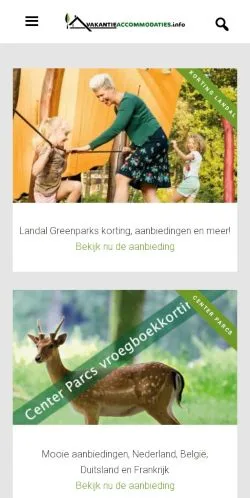 Podgląd witryny Vakantieaccommodaties, medium z kraju Holandia do artykułów sponsorowanych