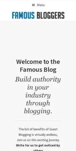 Anteprima del sito Famous Bloggers, media di Stati Uniti per articoli sponsorizzati