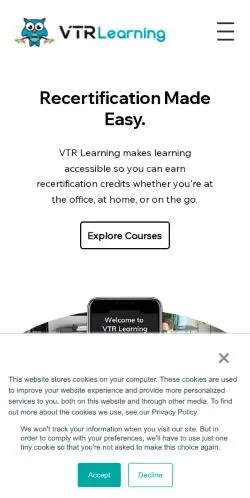Forhåndsvisning av nettstedet VTR Learning CE, medium fra USA for sponsede artikler