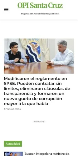 Pré-visualização do site OPI Santa Cruz, meio de Argentina para artigos patrocinados