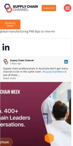 Podgląd witryny Supply Chain Channel, medium z kraju Stany Zjednoczone do artykułów sponsorowanych