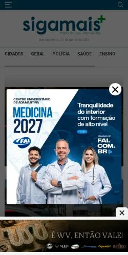 スポンサード記事向けのブラジルメディア、Siga Maisのサイトプレビュー