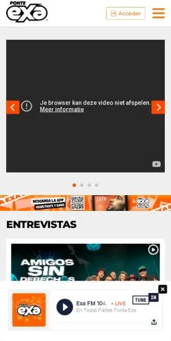 Forhåndsvisning av nettstedet EXA FM, medium fra Spania for sponsede artikler