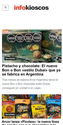 Pré-visualização do site Infokioscos®, meio de Argentina para artigos patrocinados