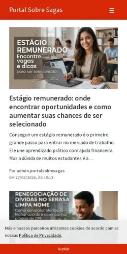 Podgląd witryny Portal Sobre Sagas -, medium z kraju Brazylia do artykułów sponsorowanych