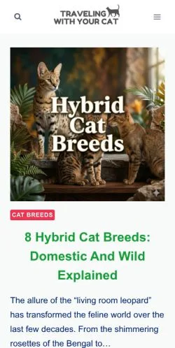 Anteprima del sito Traveling With Your Cat, media di Stati Uniti per articoli sponsorizzati