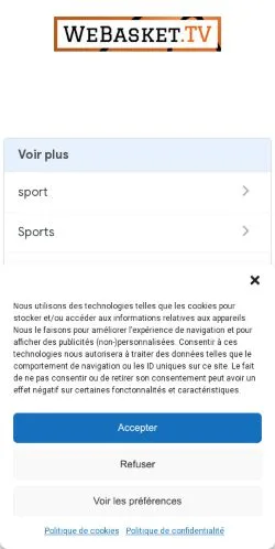 Sponsorlu makaleler için Fransa medyası WeBasket sitesinin önizlemesi