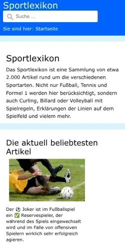 스폰서 기사용 독일 매체 Sportlexikon 사이트 미리보기