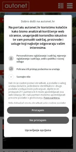 Voorbeeld van de site Autonet, medium uit Kroatië voor gesponsorde artikelen