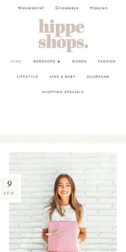 Pré-visualização do site HippeShops, meio de Países Baixos para artigos patrocinados