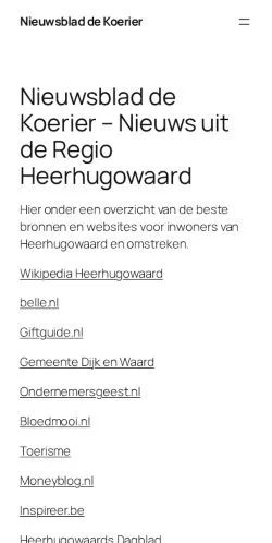 Anteprima del sito Nieuwsblad De Koerier, media di Paesi Bassi per articoli sponsorizzati