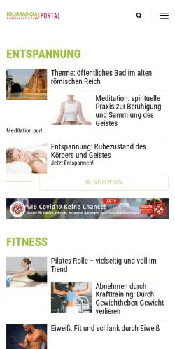 スポンサード記事向けのドイツメディア、Portal von KiLiMANDA.de -のサイトプレビュー