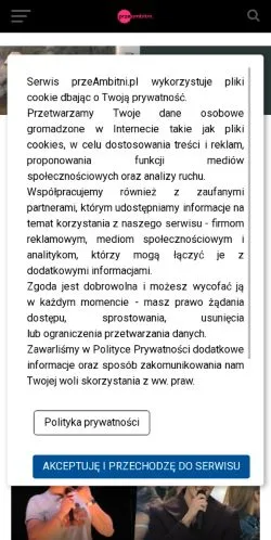 Anteprima del sito PrzeAmbitni, media di Polonia per articoli sponsorizzati