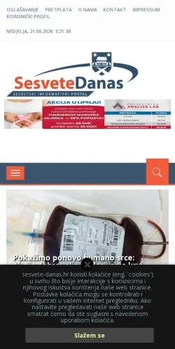 Anteprima del sito SesveteDanas, media di Croazia per articoli sponsorizzati