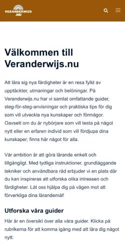 Podgląd witryny Veranderwijs, medium z kraju Szwecja do artykułów sponsorowanych