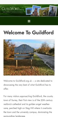 Anteprima del sito Guildford Local Guide, media di Regno Unito per articoli sponsorizzati