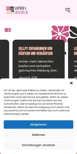 Podgląd witryny Sophies Lifestyle, medium z kraju Niemcy do artykułów sponsorowanych