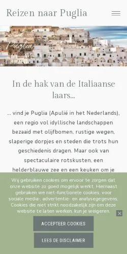 스폰서 기사용 네덜란드 매체 Reizen Naar Puglia 사이트 미리보기
