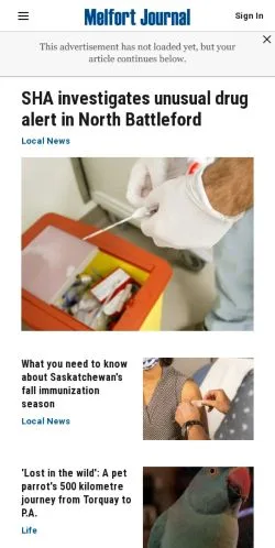 スポンサード記事向けのアメリカ合衆国メディア、Melfort Journalのサイトプレビュー