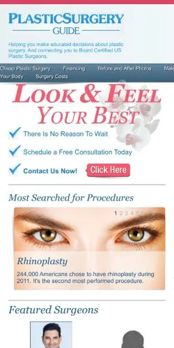 Forhåndsvisning af Plastic Surgery Guide, medie fra USA til sponsorerede artikler
