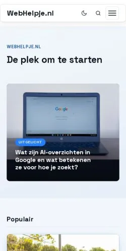 Preview of the Webhelpje website, a media outlet in Netherlands for sponsored articles