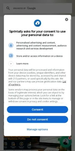 Aperçu du site Sprintally, média de États-Unis pour articles sponsorisés