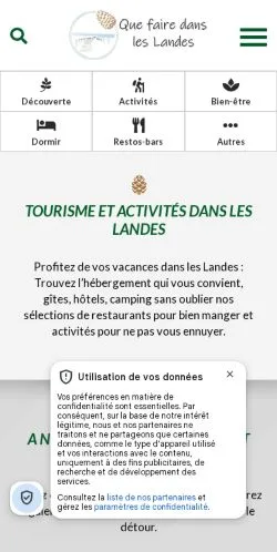 Podgląd witryny Que faire dans les Landes, medium z kraju Francja do artykułów sponsorowanych