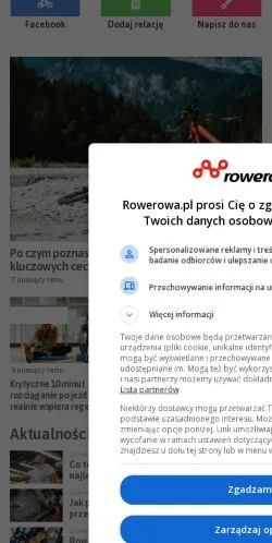 Aperçu du site rowerowa.pl, média de Pologne pour articles sponsorisés