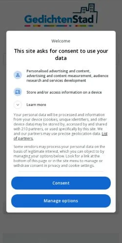 Anteprima del sito GedichtenStad, media di Paesi Bassi per articoli sponsorizzati