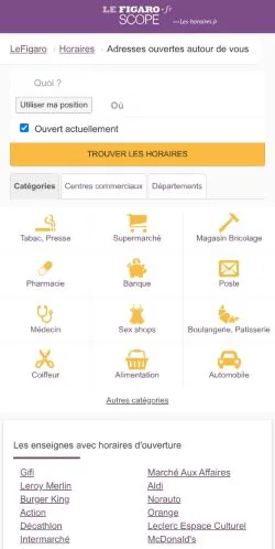 Anteprima del sito Le Figaro Horaires, media di Francia per articoli sponsorizzati