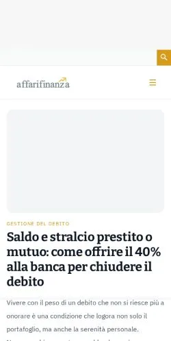 Anteprima del sito Affarifinanza, media di Italia per articoli sponsorizzati