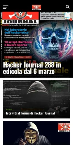 Forhåndsvisning av nettstedet Hacker Journal, medium fra Italia for sponsede artikler